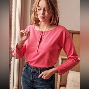 NWT. Sézane Pink Long Sleeve Top